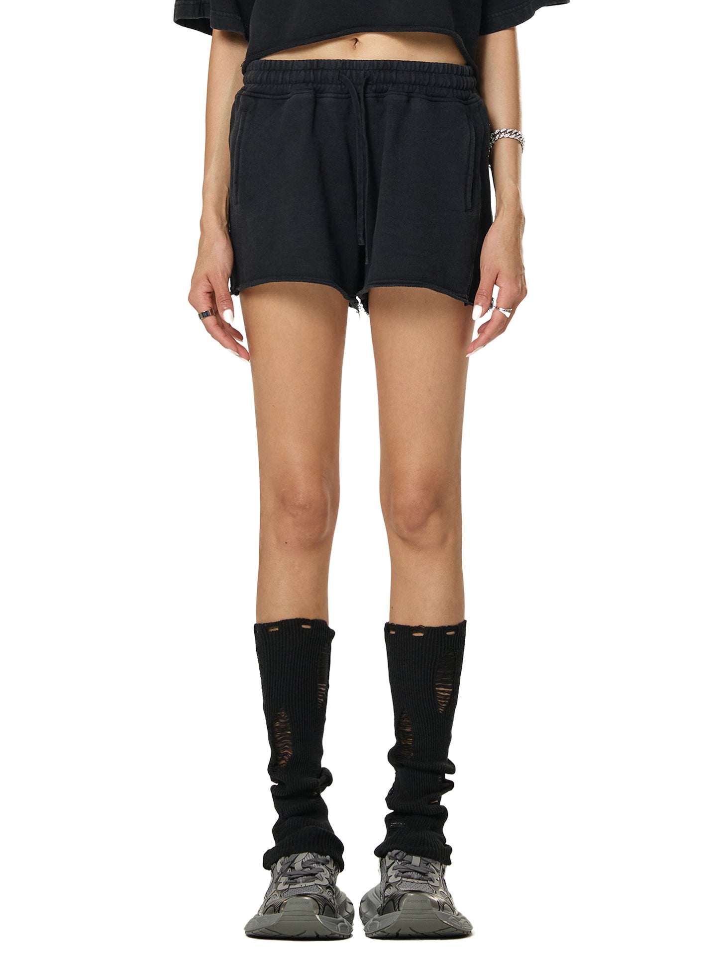 STARDOM Raw Edge Drawstring Shorts